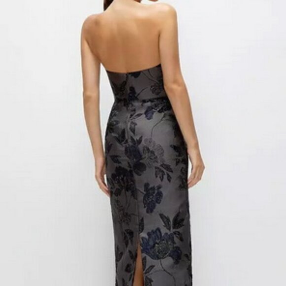 Alfred Sung Metallic Floral Jacquard Strapless Sheath Gown D877NGM - Picture 5 of 6